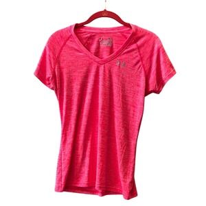 Under Armour Women's Pink V-Neck‎ Semi-Fitted Top Size Small